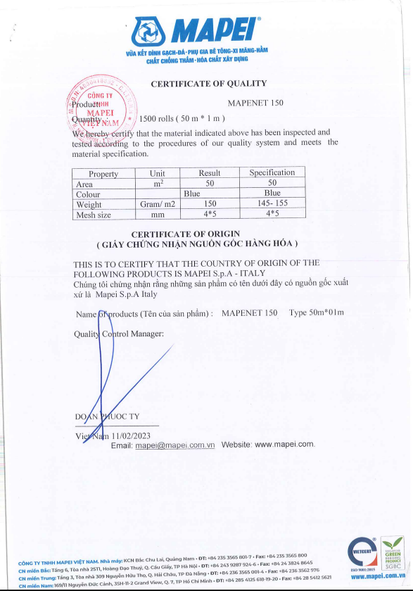 Lưới thuỷ tinh gia cường Mapenet 150