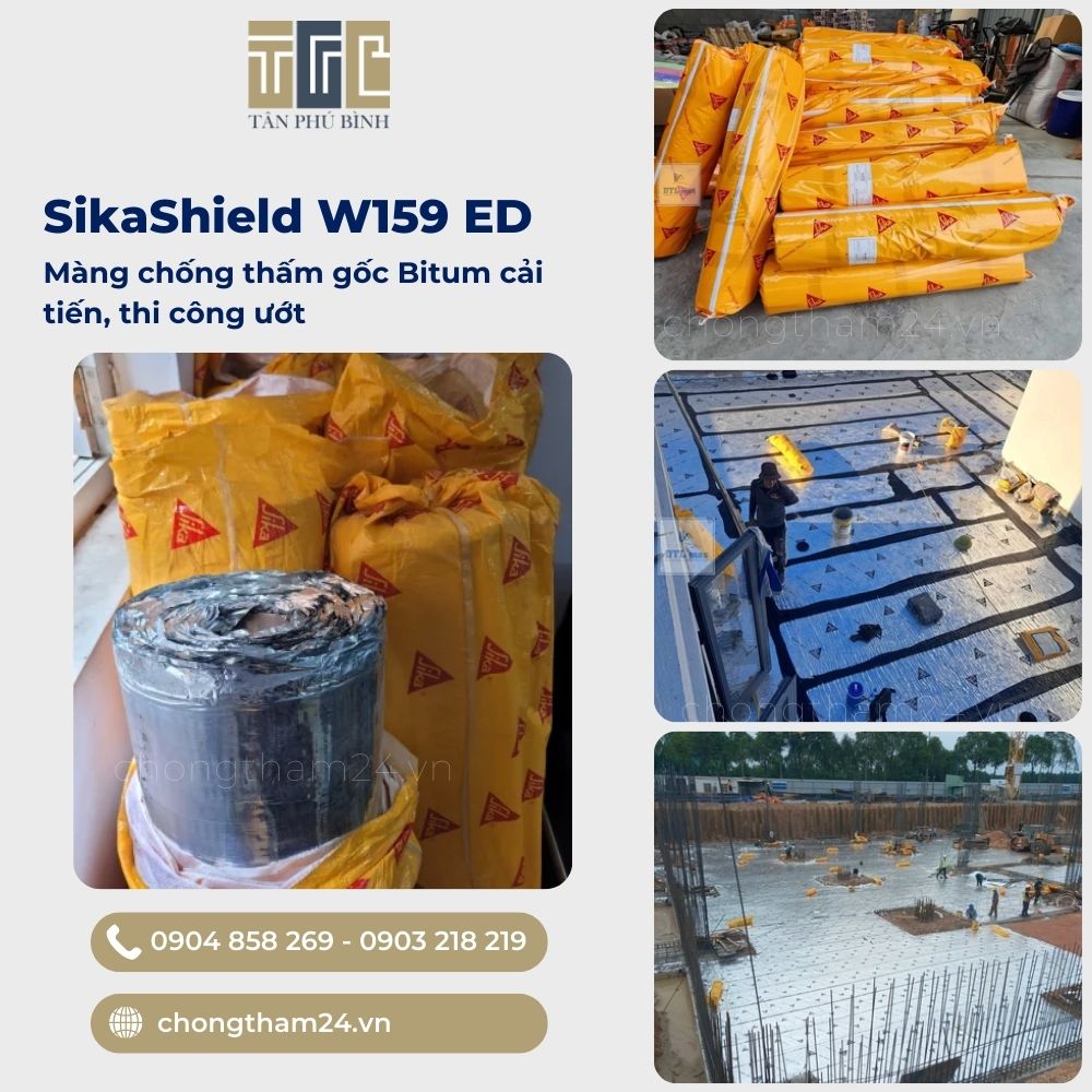 SikaShield W159 ED – Màng chống thấm gốc Bitum cải tiến, thi công ướt
