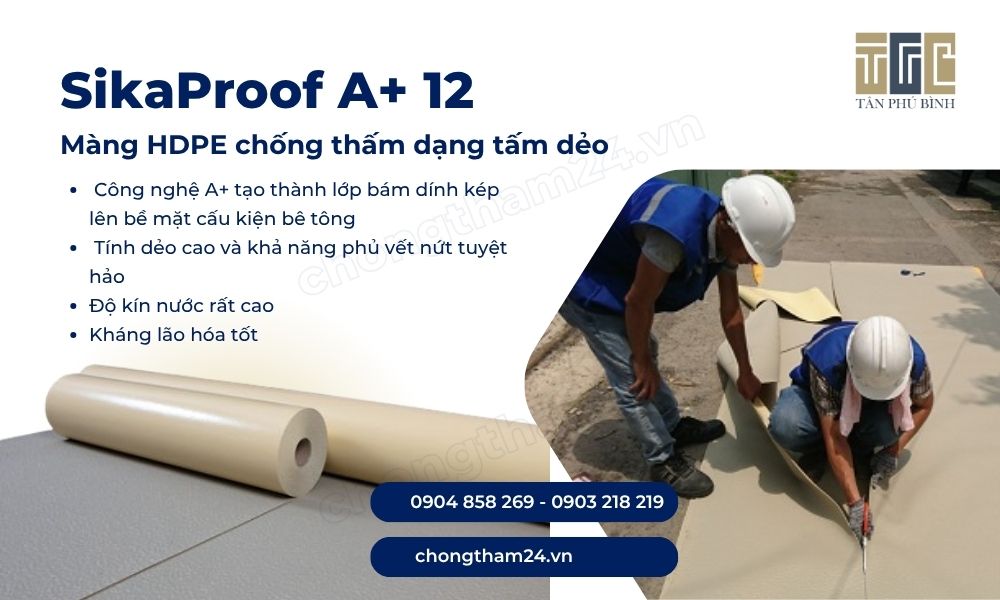 SikaProof A+ 12 – Màng HDPE chống thấm dạng tấm dẻo bám dính