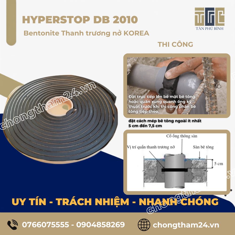 HYPERSTOP DB 2010 – Bentonite Thanh trương nở KOREA