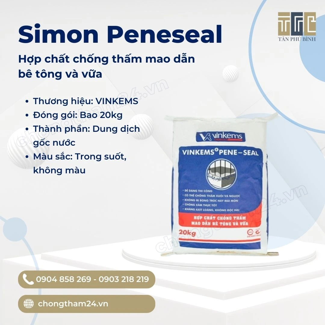 Simon Peneseal – Hợp chất chống thấm mao dẫn bê tông và vữa