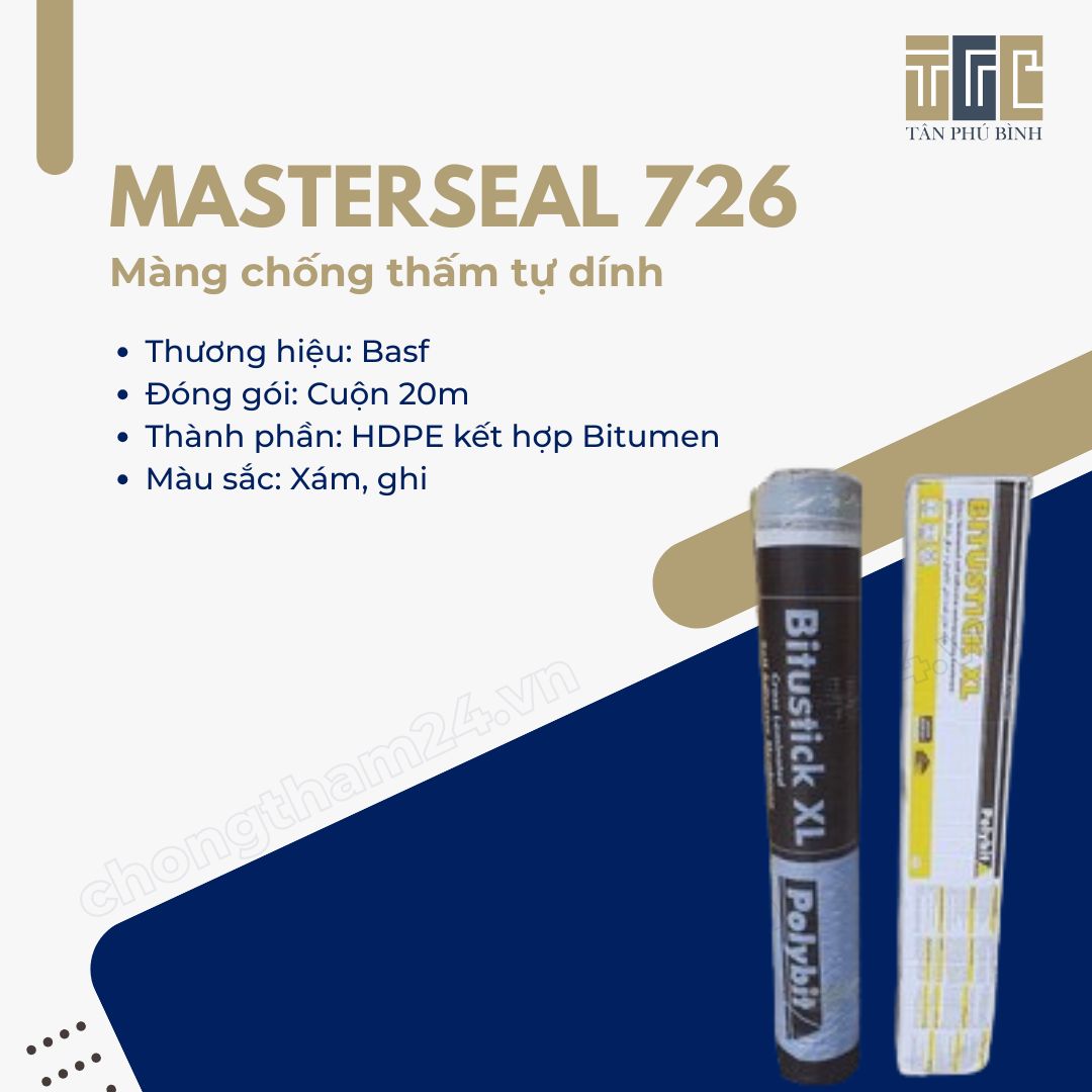 MasterSeal 726 – Màng chống thấm tự dính gốc Bitum cải tiến