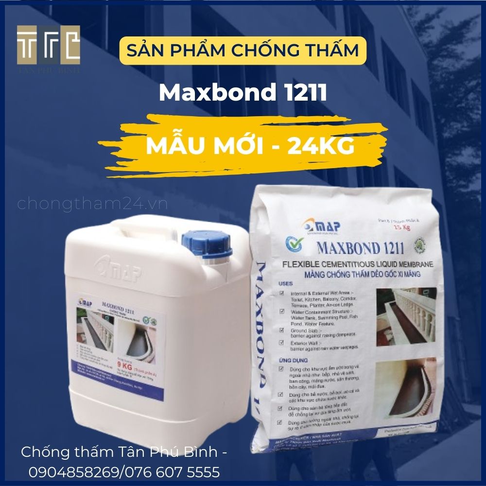 Maxbond 1211 – Chất chống thấm gốc xi măng 2 thành phần – 24kg